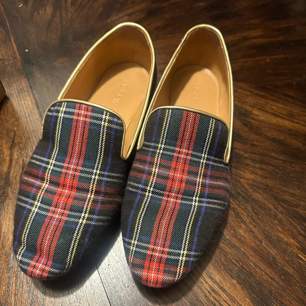 J. Crew Tartan Smoking Loafers, Sz. 8
